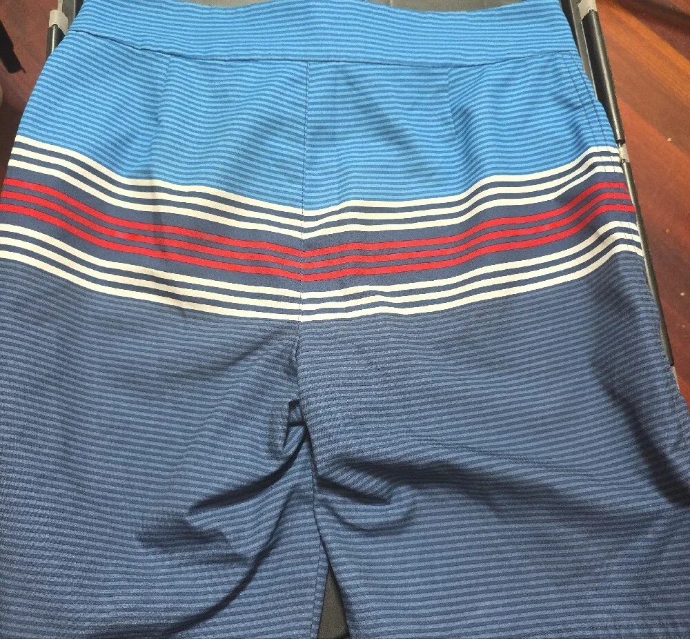 Vineyard Vines Blue and Red Striped Boys Swim Board Shorts